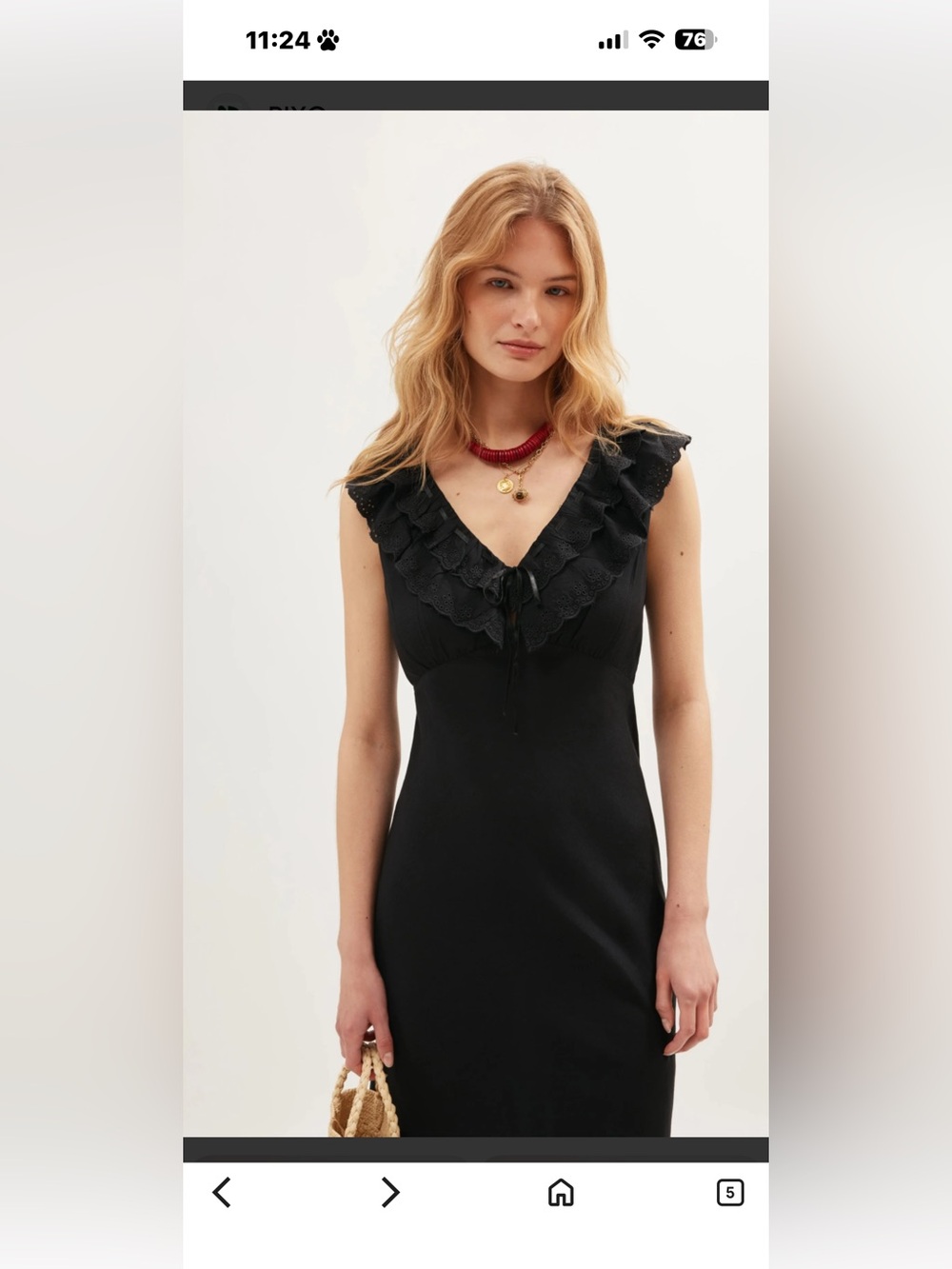 LAUREN RALPH LAUREN Sleeveless V-Neck Ruffled Collar Dress Black size M